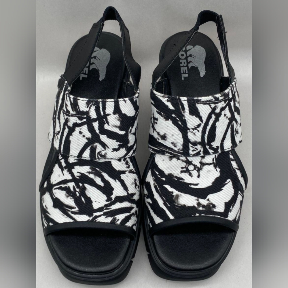 Sorel Black White Joanie III Slingback Wedge Sandals Size 6 NWOT MSRP  $129.95  - Picture 5 of 11